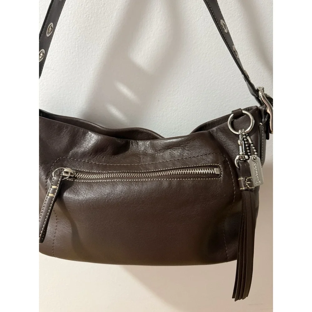 COACH Y2K Vintage East West Legacy Tassel Leather Brown  Shoulder Bag Purse 1417